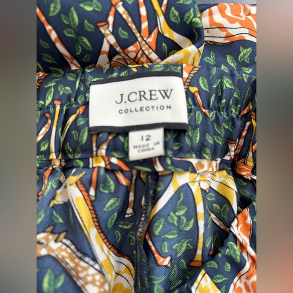 J. Crew Collection Pull-on Silk Twill High Rise Animal Print Pant Size 12 - Picture 5 of 9